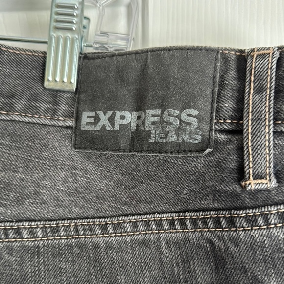 Express Black Kingston Straight Leg Jeans with Modern Distressing 36X34 - Picture 6 of 9
